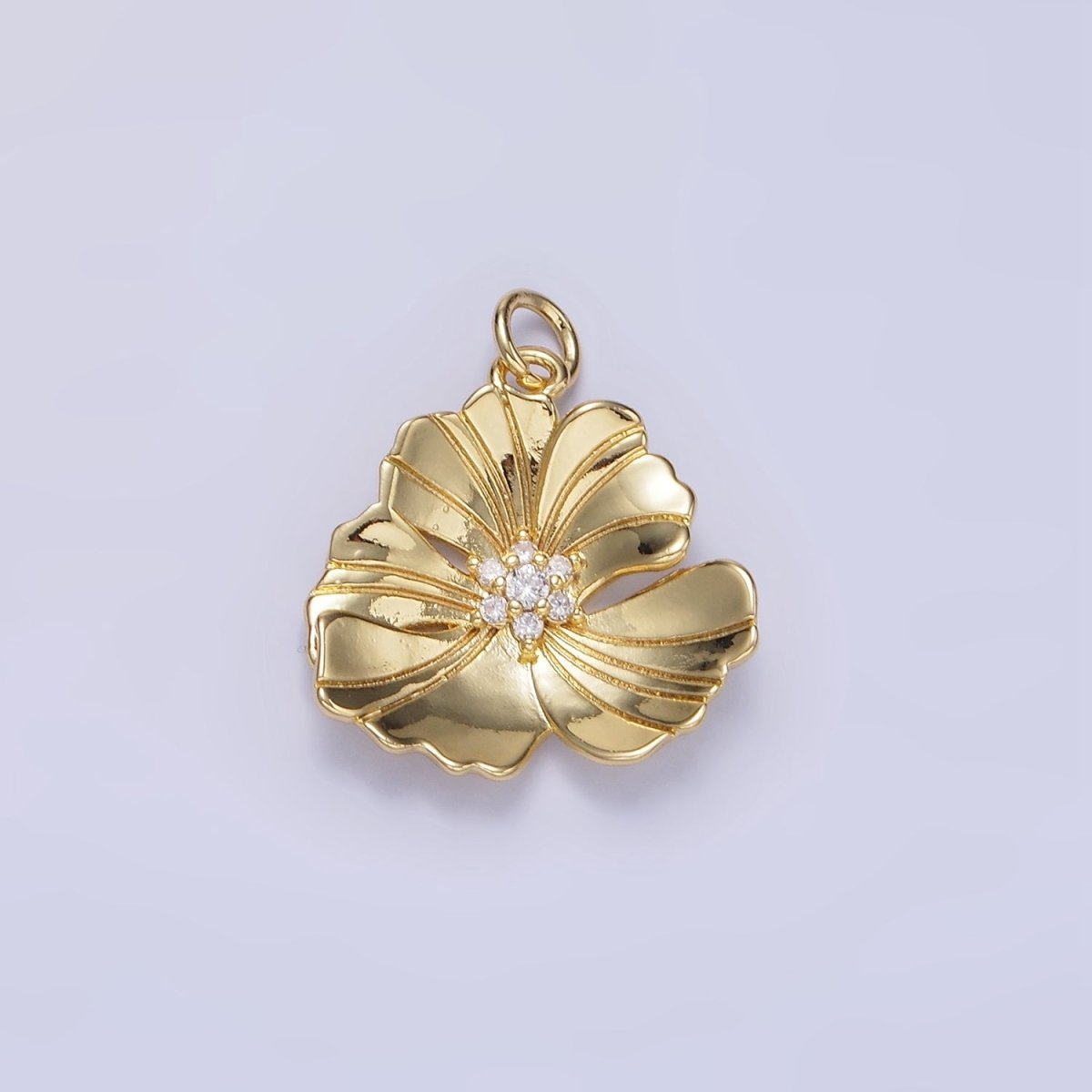 24K Gold Filled Clear, Multicolor Lined Flower Petal Charm in Gold & Silver | D269 D270