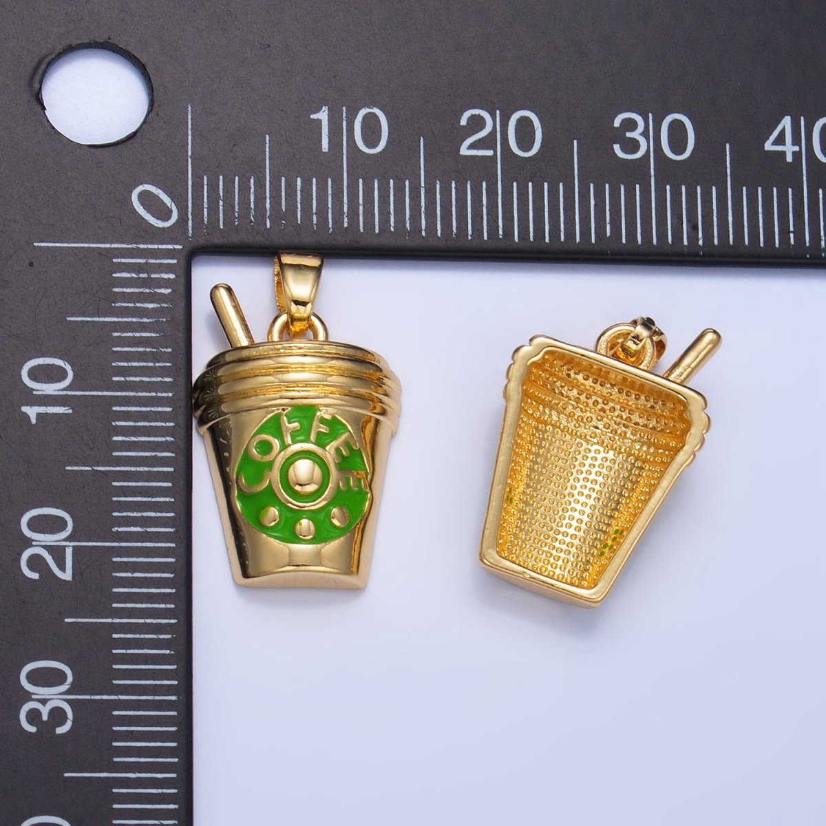 24K Gold Filled Coffee Drink Enamel Pendant | AA1010