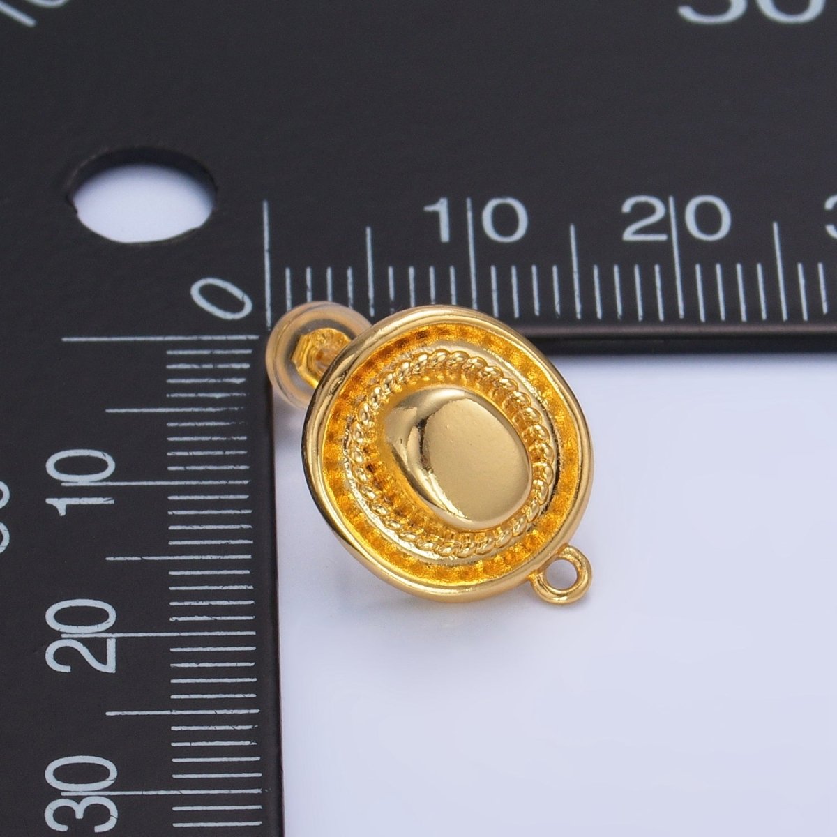 24K Gold Filled Cowboy Hat Multidimensional 3D Open Loop Drop Stud Earrings Findings | Z999