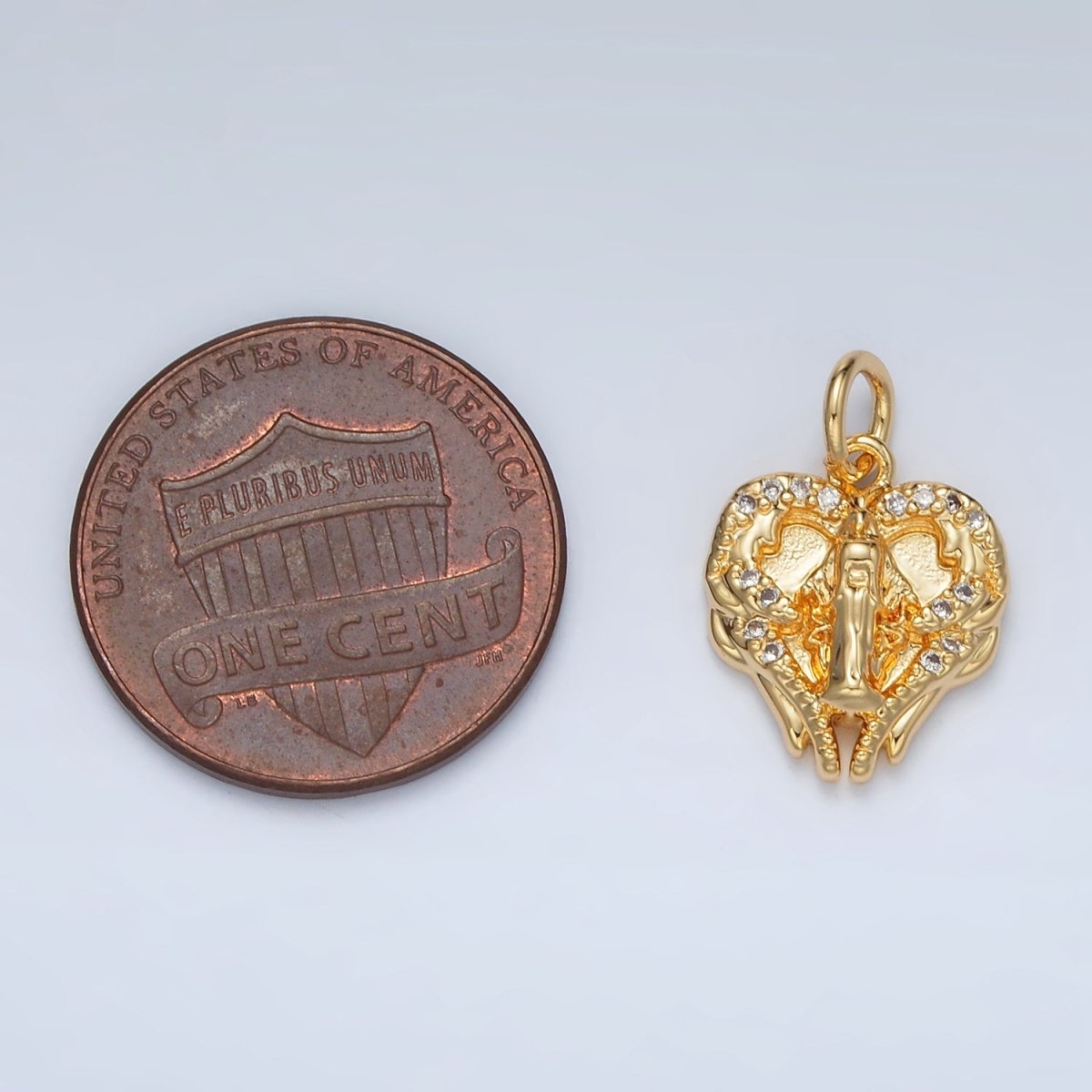 24K Gold Filled CZ Micro Paved Molten Heart Charm | M854