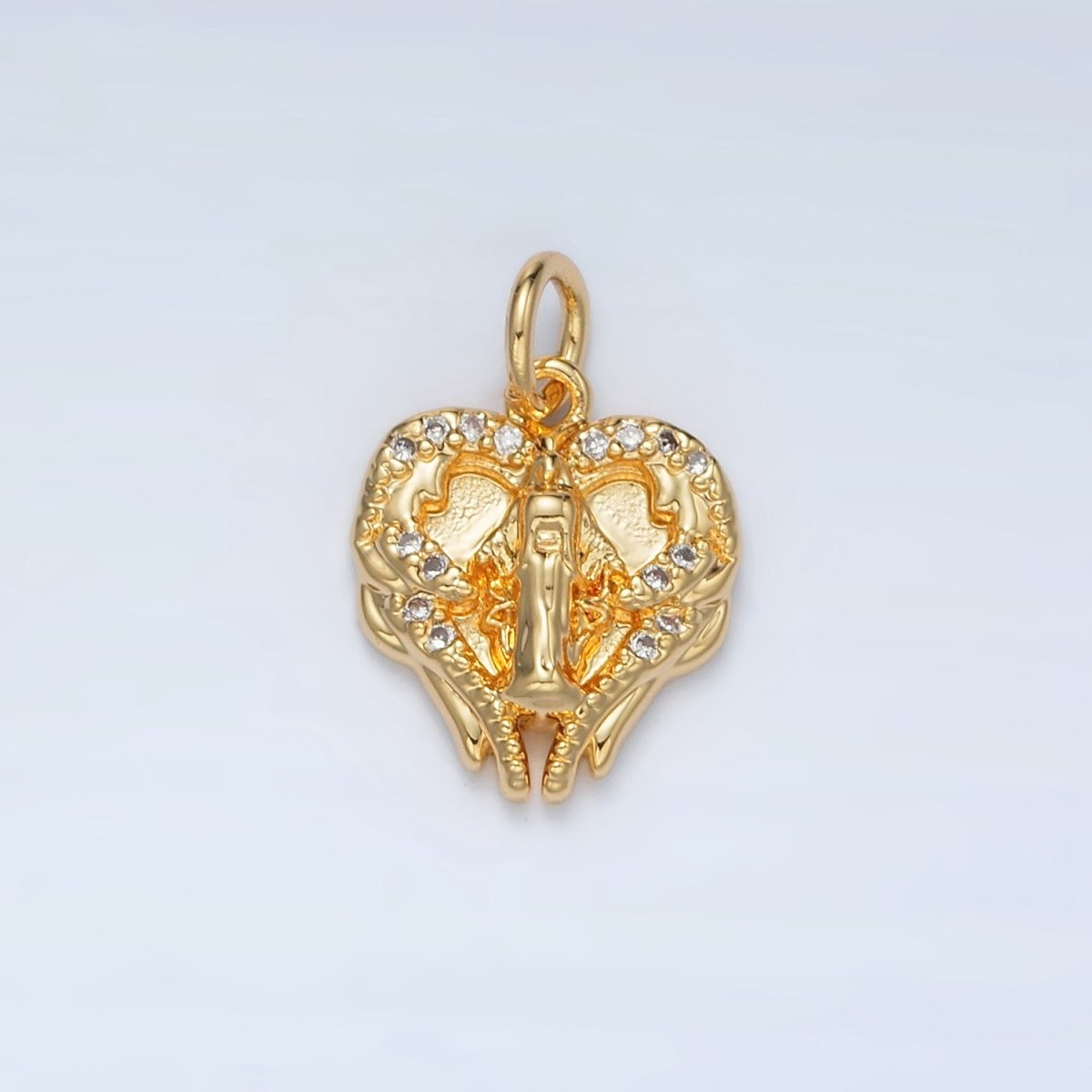 24K Gold Filled CZ Micro Paved Molten Heart Charm | M854