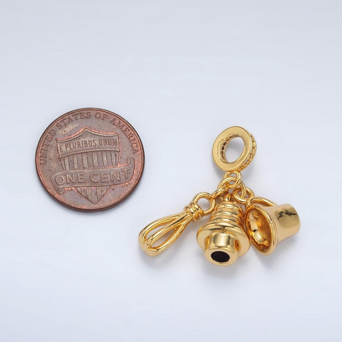 24K Gold Filled Cupcake Baking Micro Paved CZ Rhondelle Bail Drop Pendant | AC090