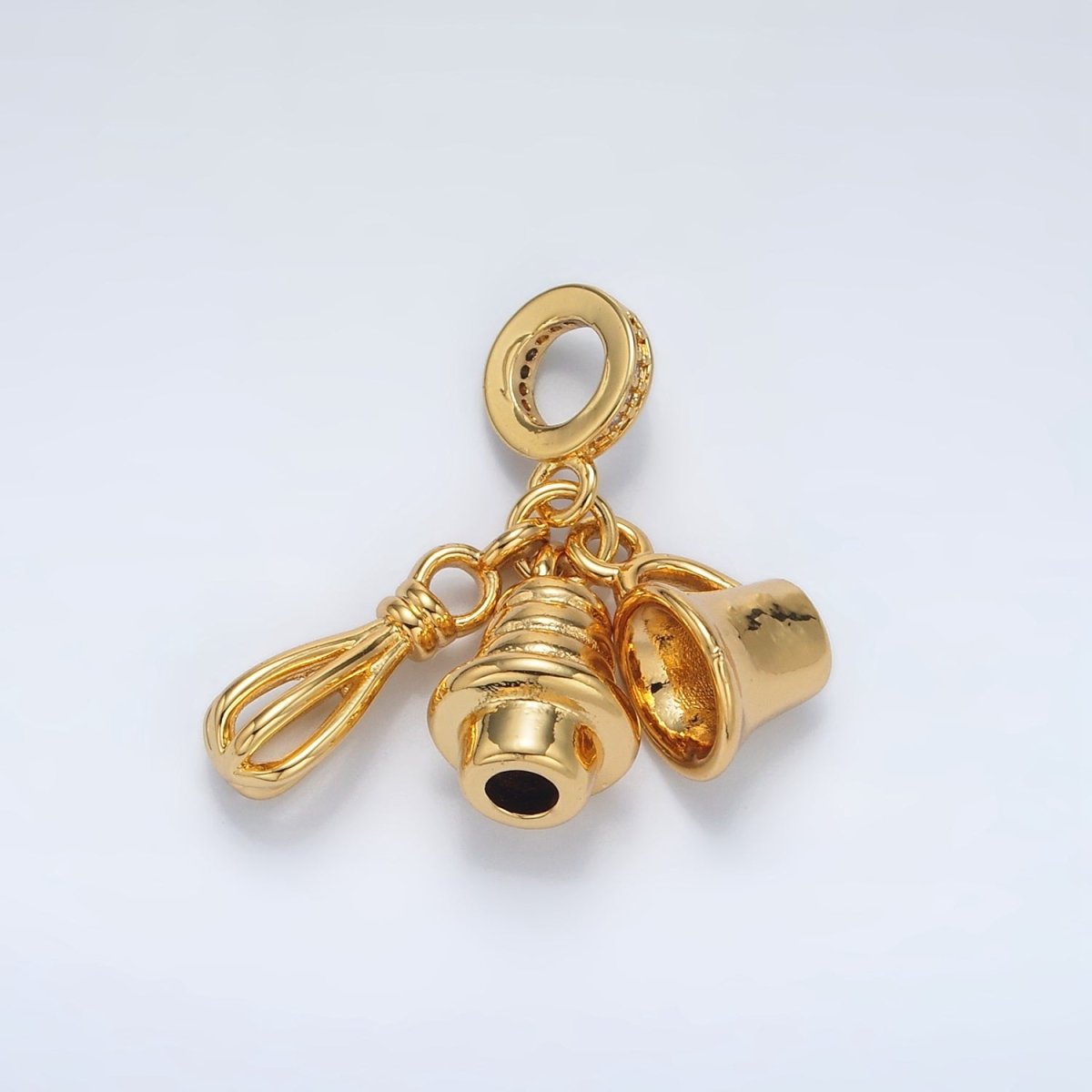 24K Gold Filled Cupcake Baking Micro Paved CZ Rhondelle Bail Drop Pendant | AC090
