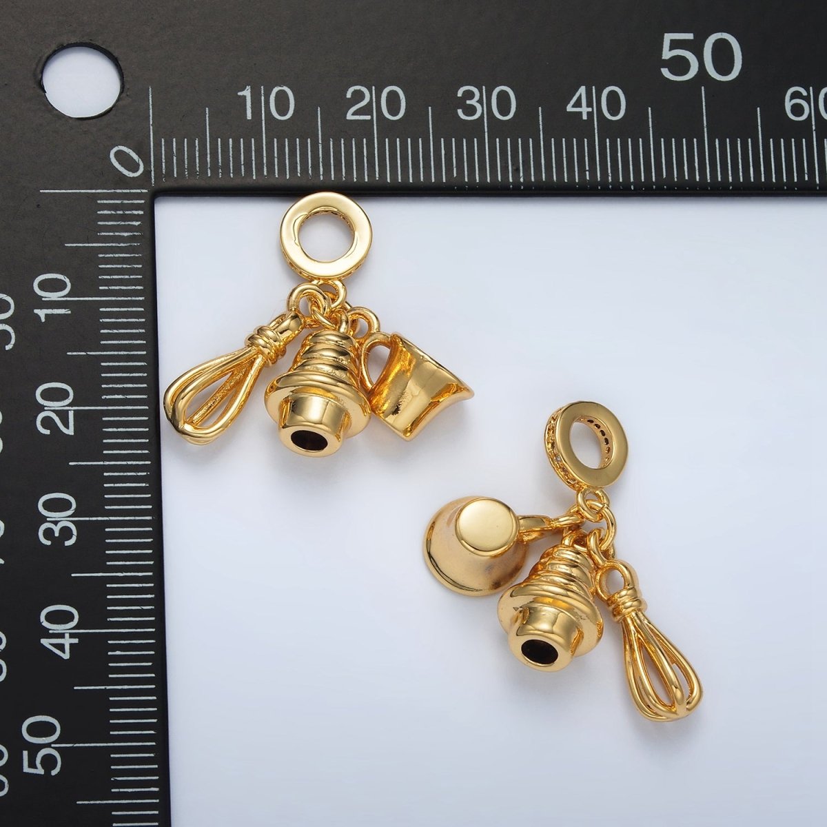 24K Gold Filled Cupcake Baking Micro Paved CZ Rhondelle Bail Drop Pendant | AC090