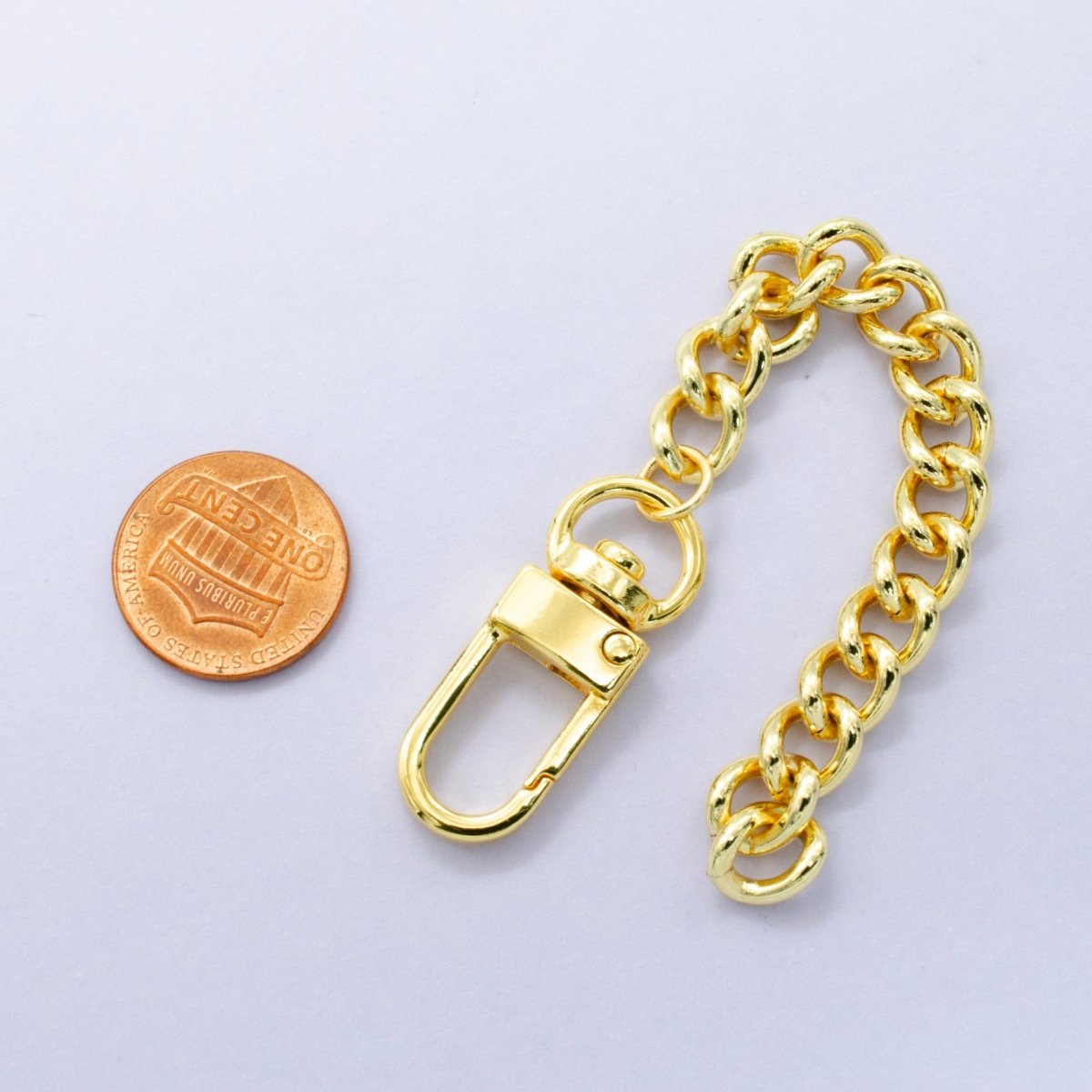 24K Gold Filled Curb Chain Bag Purse Charm Keychain Findings | WA-2893