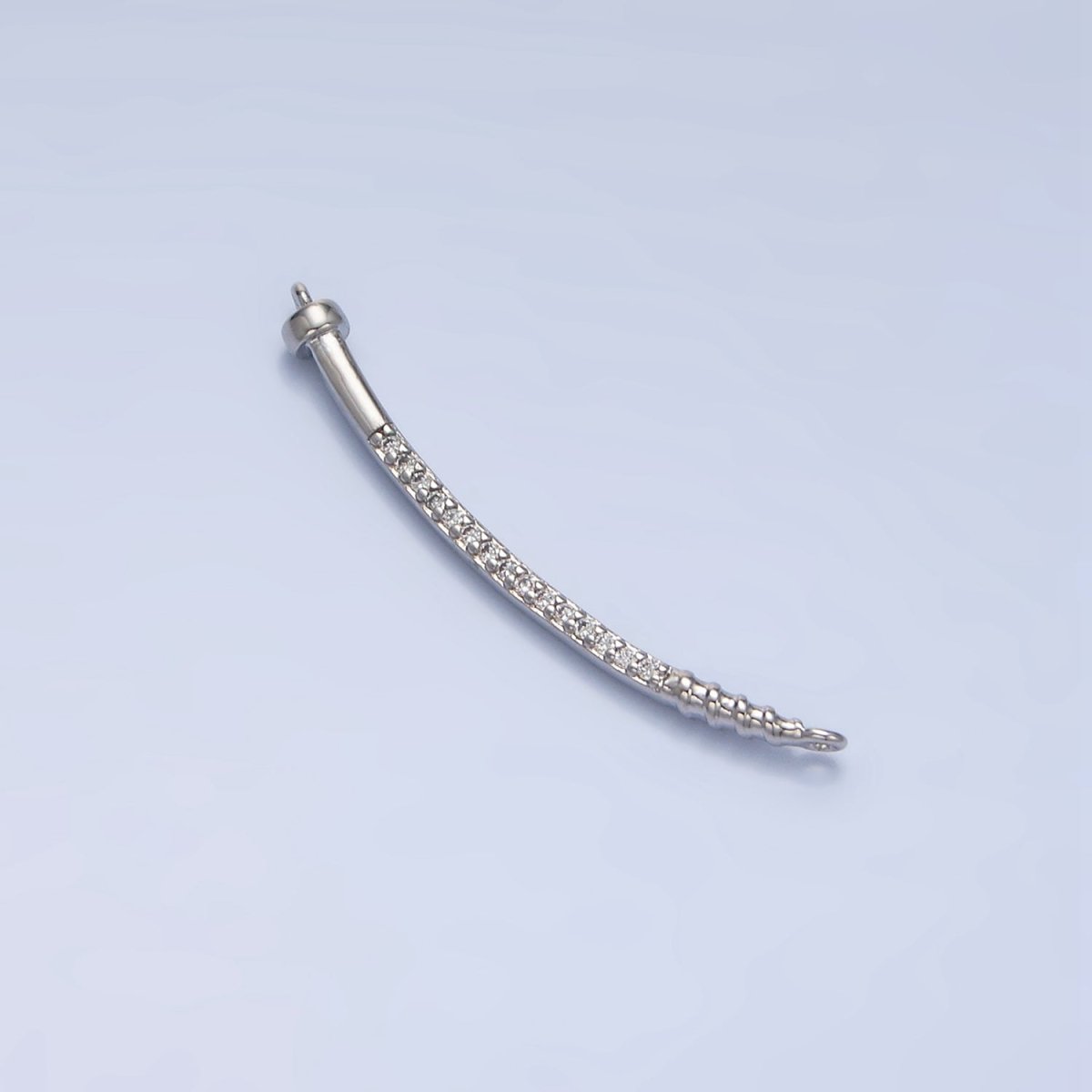 24K Gold Filled Curved Micro Paved CZ Nail Connector in Gold & Silver | F131