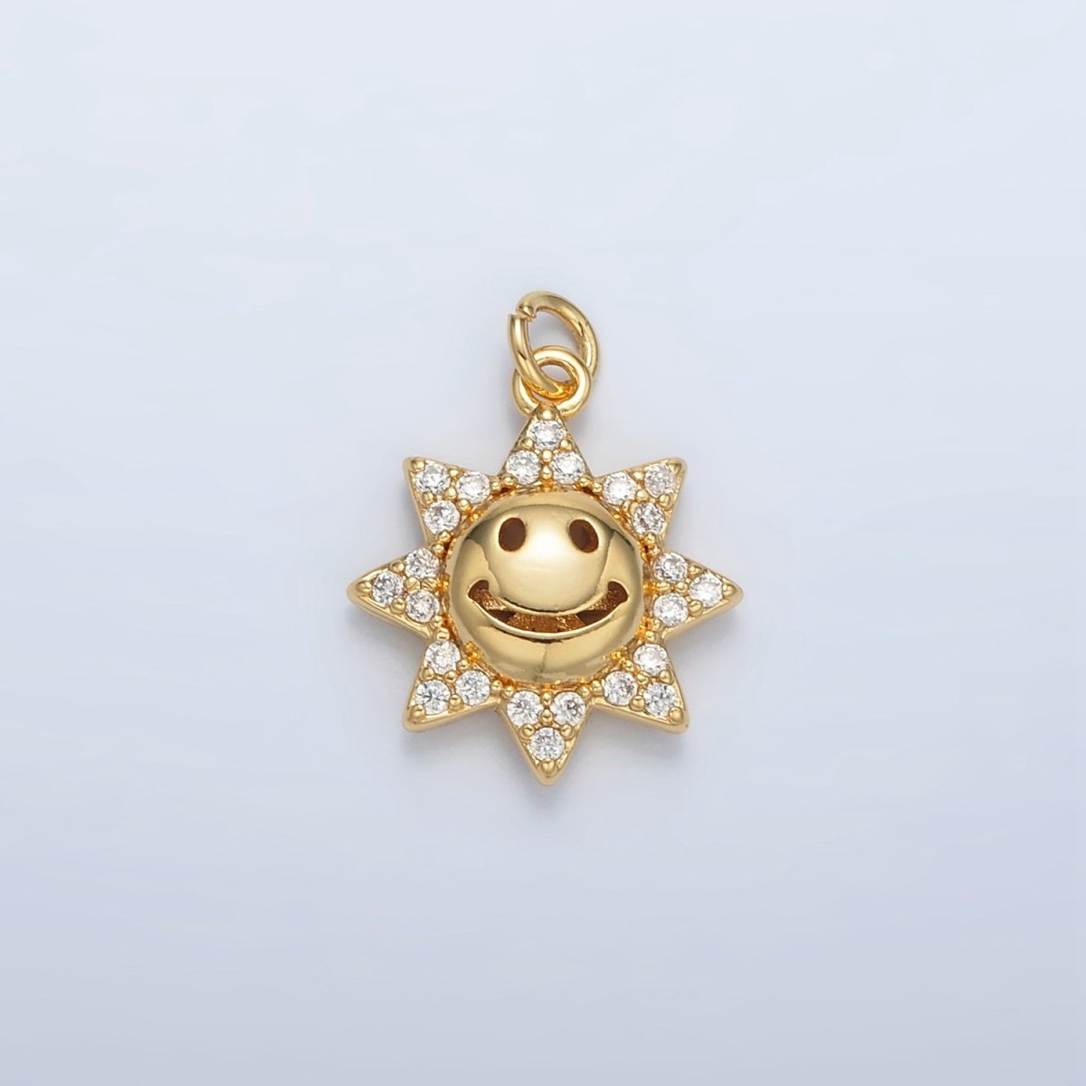 24K Gold Filled Cute Smiley Faced CZ Sunshine Charm | AC-105