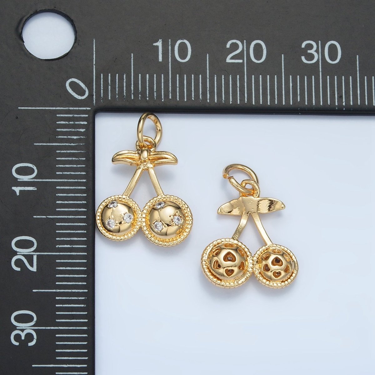 24K Gold Filled CZ Cherry Fruit Mini Charm | M045