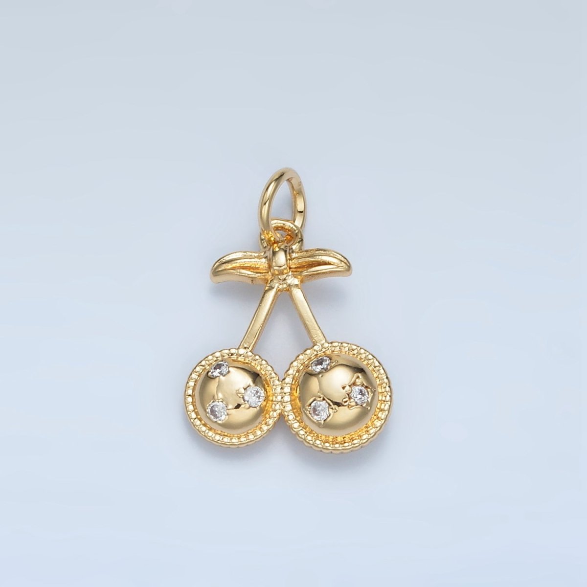 24K Gold Filled CZ Cherry Fruit Mini Charm | M045
