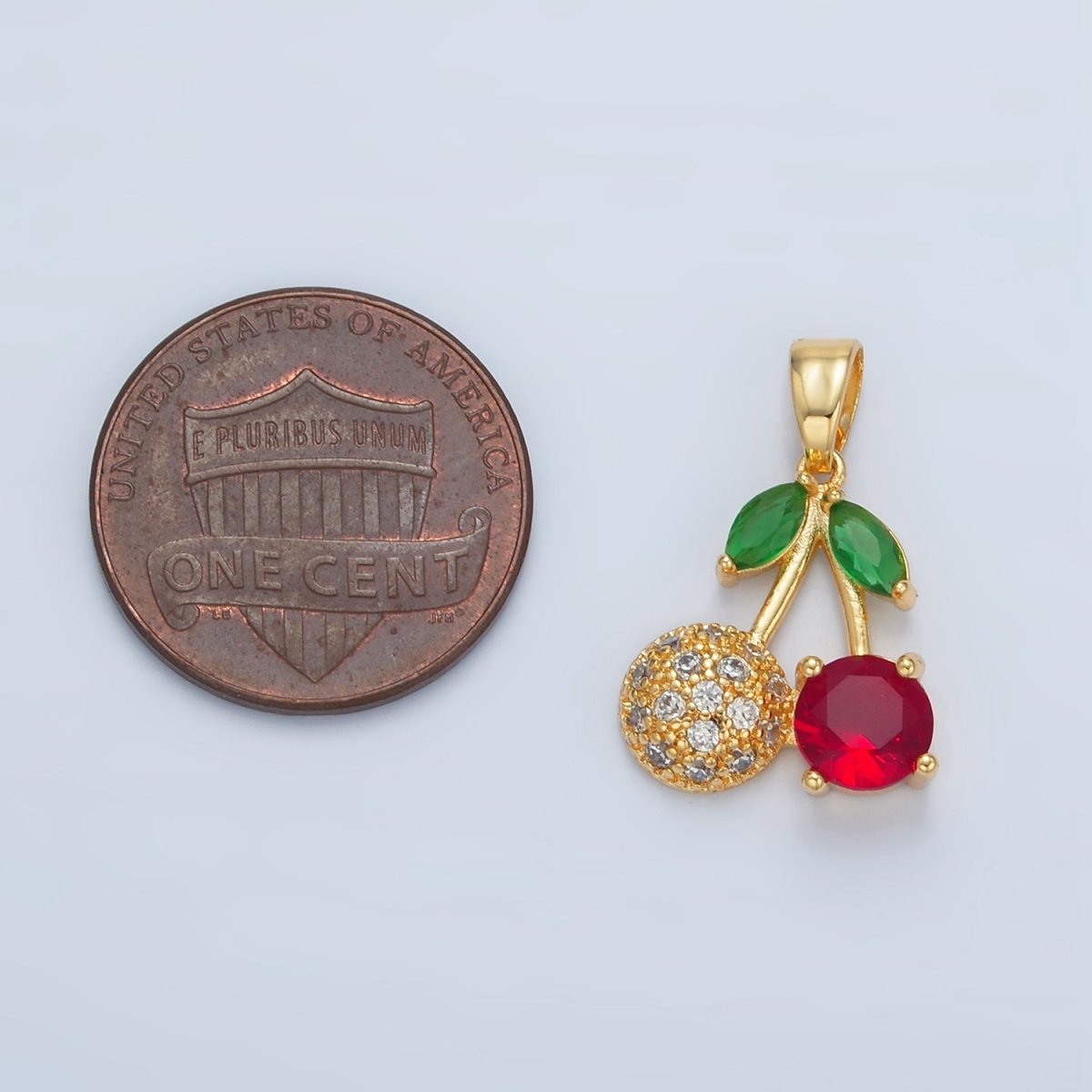24k Gold Filled CZ Cherry Fruit Pendant | AA-129