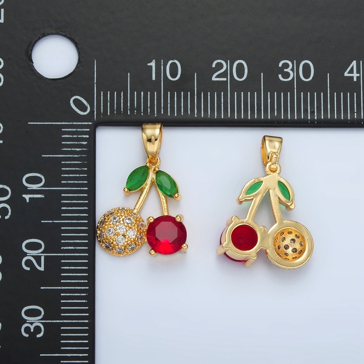 24k Gold Filled CZ Cherry Fruit Pendant | AA-129