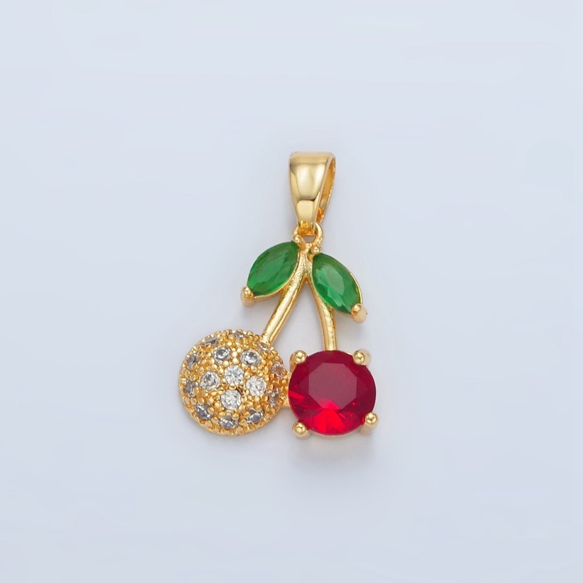 24k Gold Filled CZ Cherry Fruit Pendant | AA-129