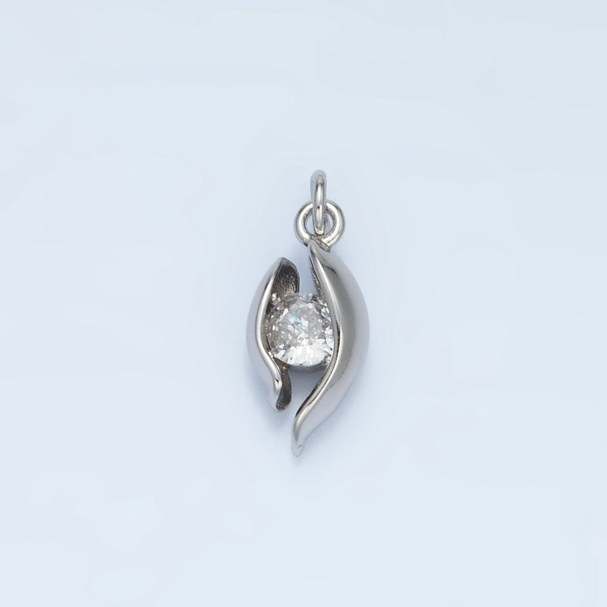 24K Gold Filled CZ Curved Band Geometric Mini Charm in Gold & Silver | E378