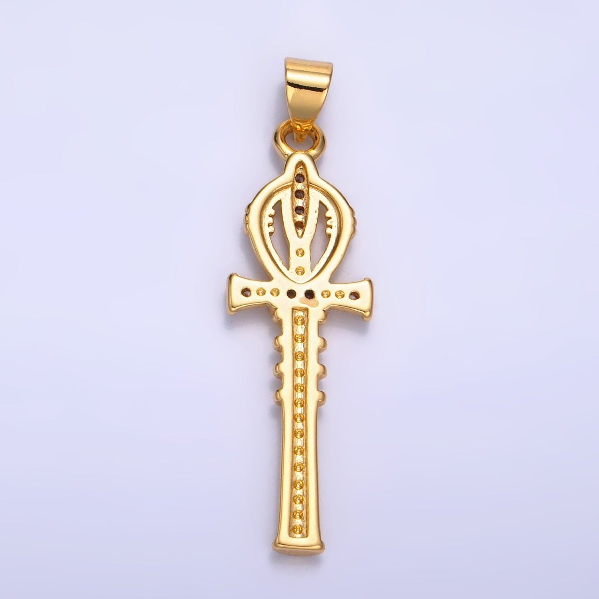 24K Gold Filled CZ Dainty Ankh Cross Charm | AA-1067