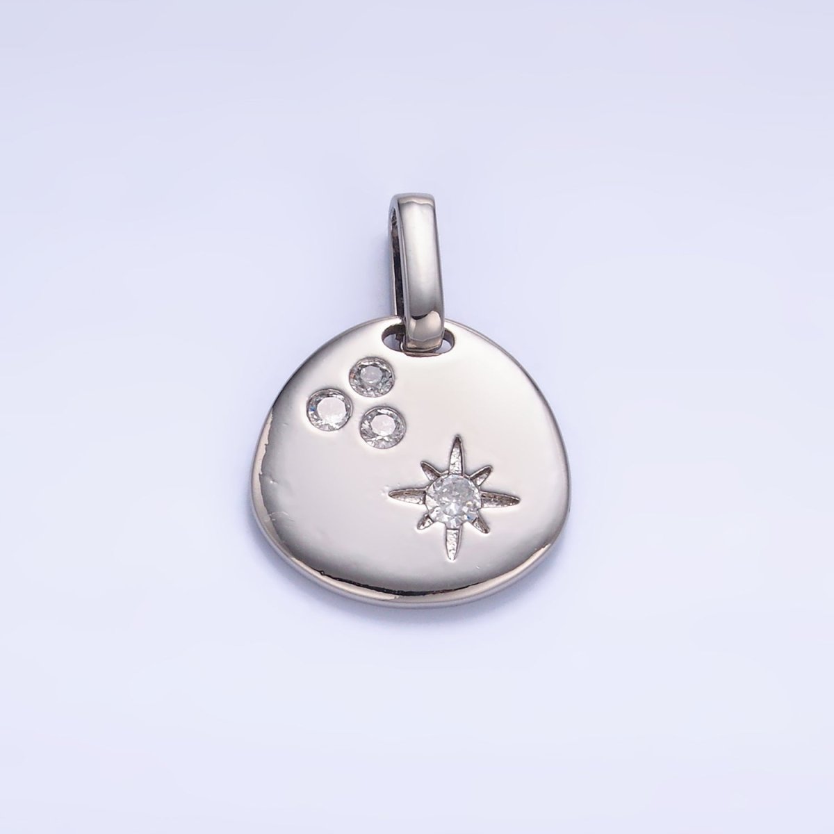 24K Gold Filled CZ Dotted Celestial Star Round Pendant in Gold & Silver | AA1084