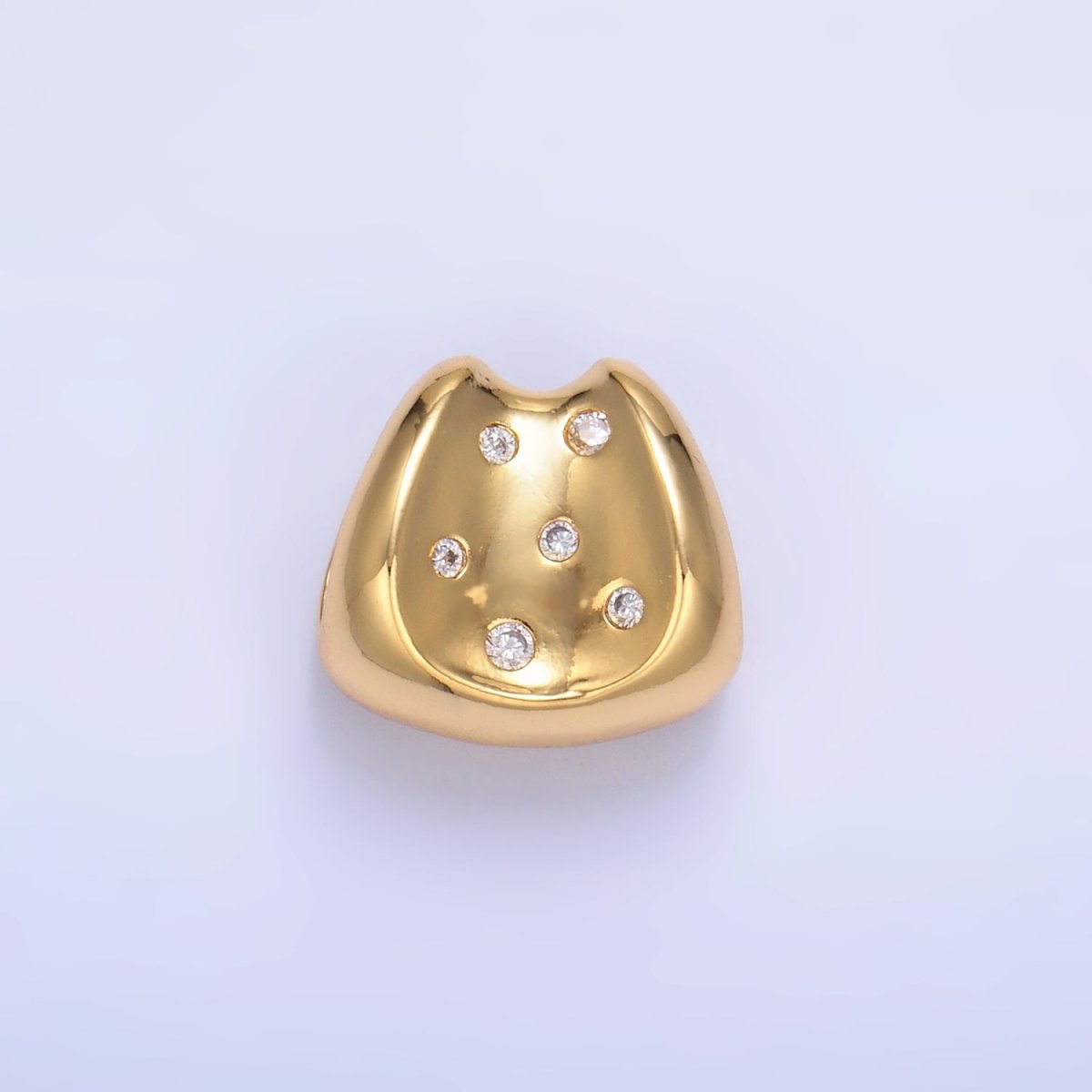24K Gold Filled CZ Dotted Curved Bead in Gold & Silver | B289