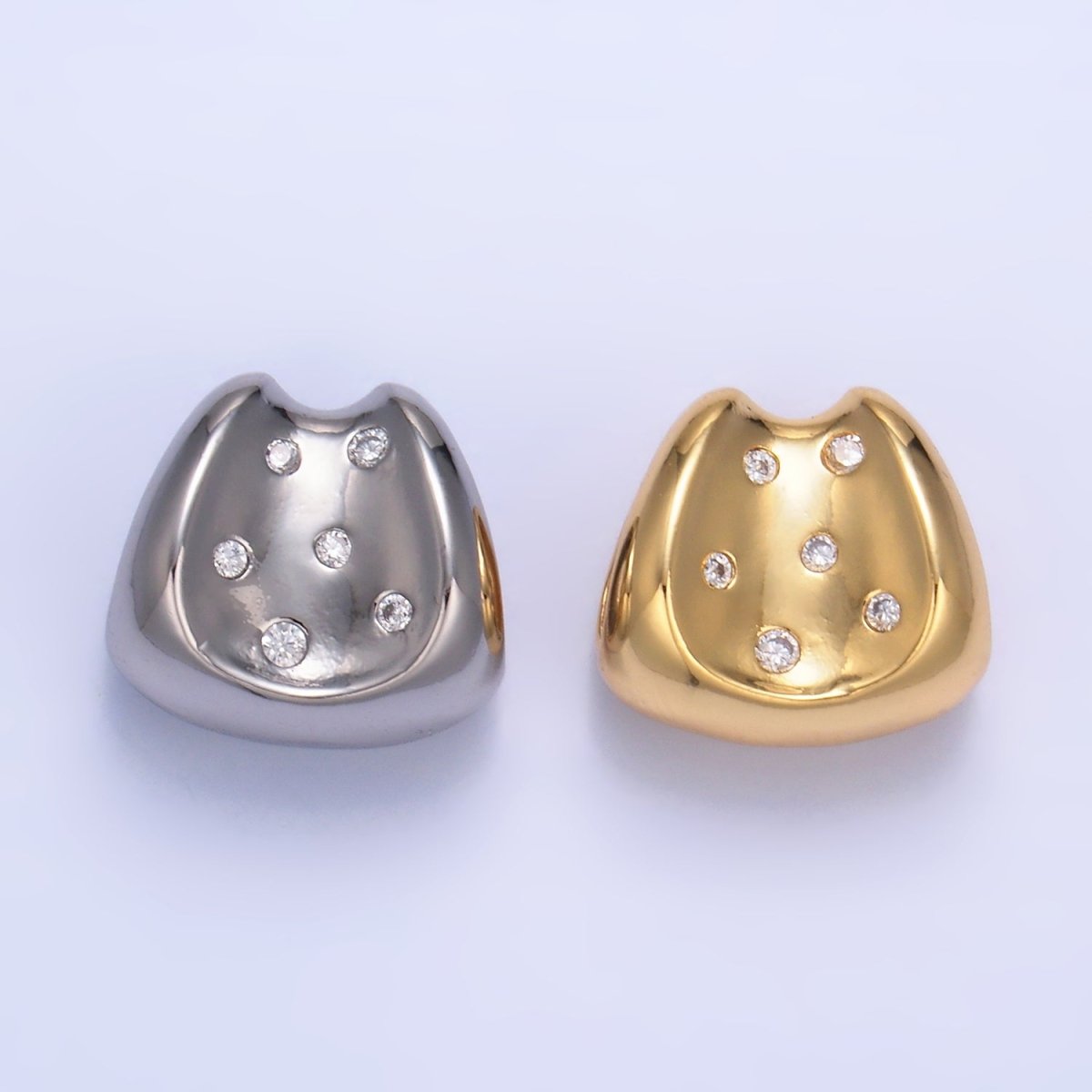 24K Gold Filled CZ Dotted Curved Bead in Gold & Silver | B289