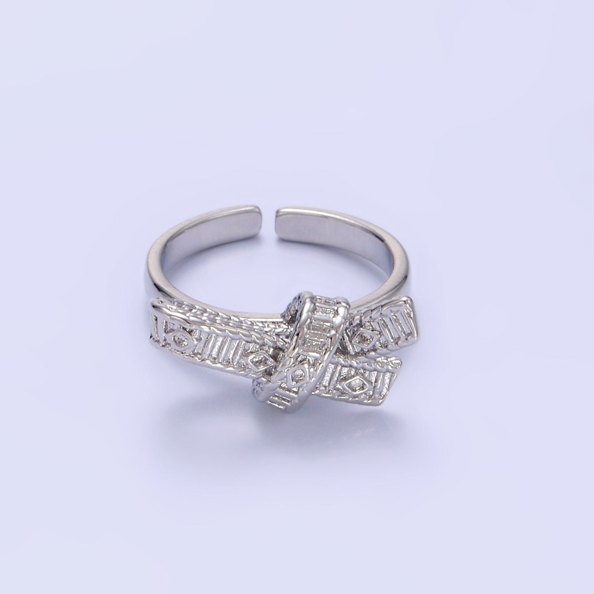 24K Gold Filled CZ Evil Eye Ribbed Tied Band Ring in Gold & Silver | R178 R179