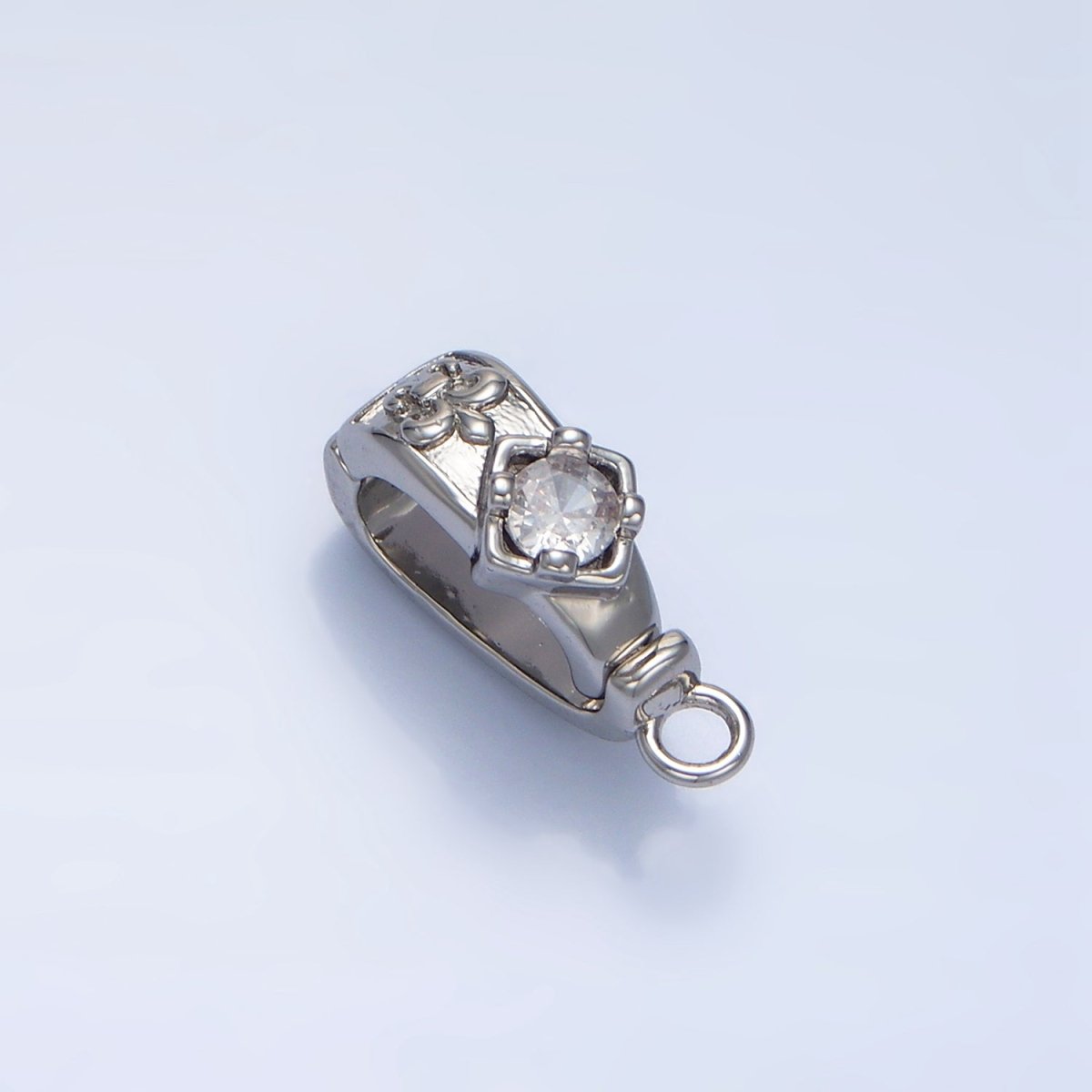 24K Gold Filled CZ Fleur Snap Latch Bail Findings in Gold & Silver | Z972