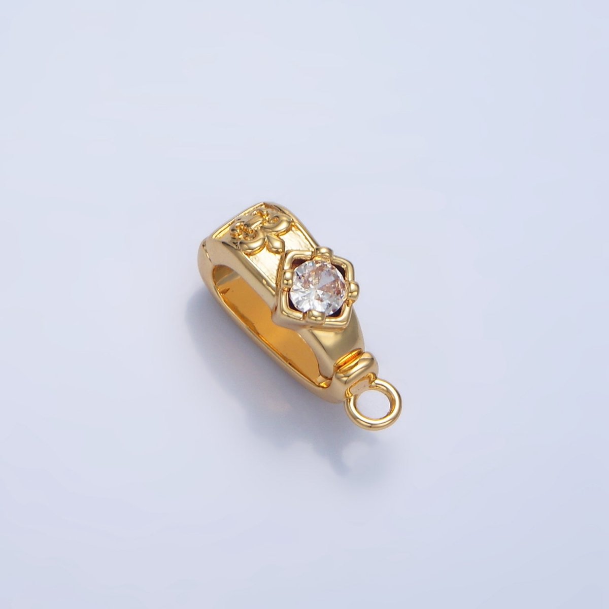 24K Gold Filled CZ Fleur Snap Latch Bail Findings in Gold & Silver | Z972