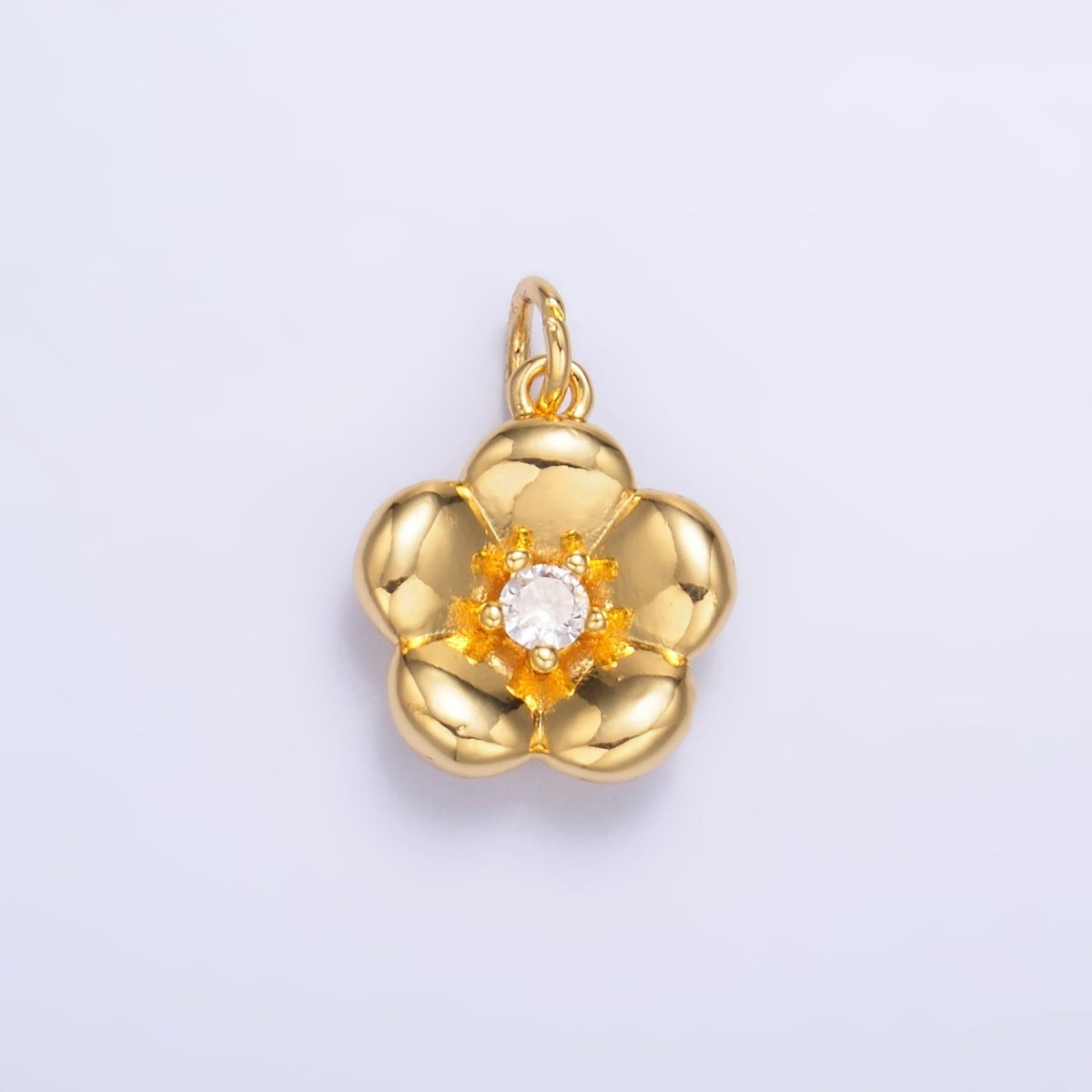 24K Gold Filled CZ Flower Multidimensional 3D Charm in Gold & Silver | W869