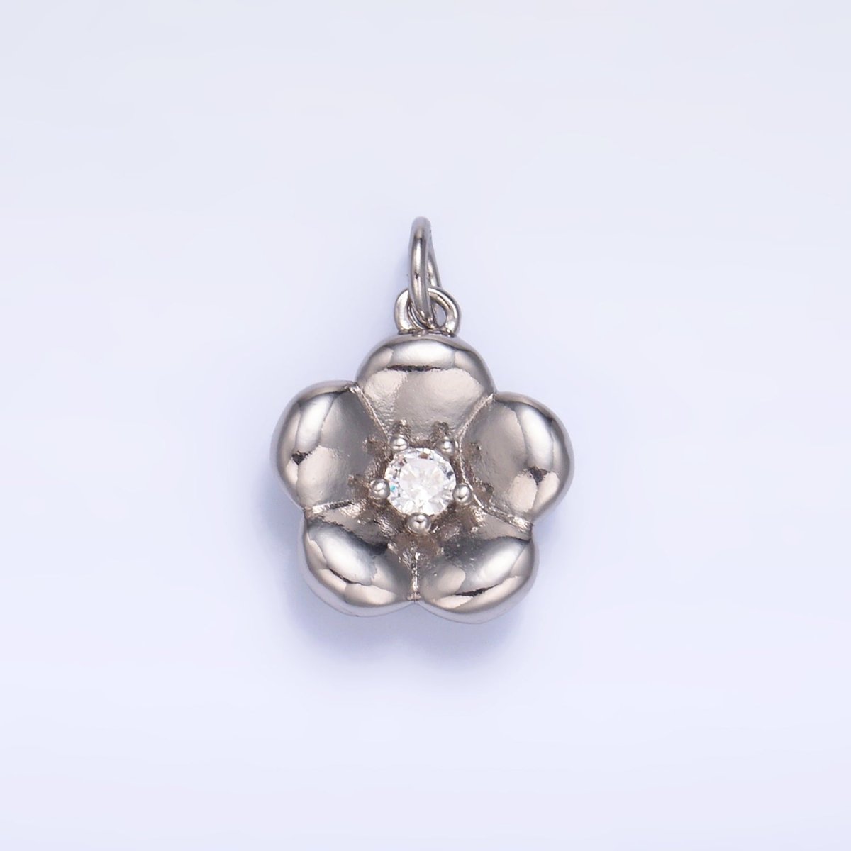 24K Gold Filled CZ Flower Multidimensional 3D Charm in Gold & Silver | W869