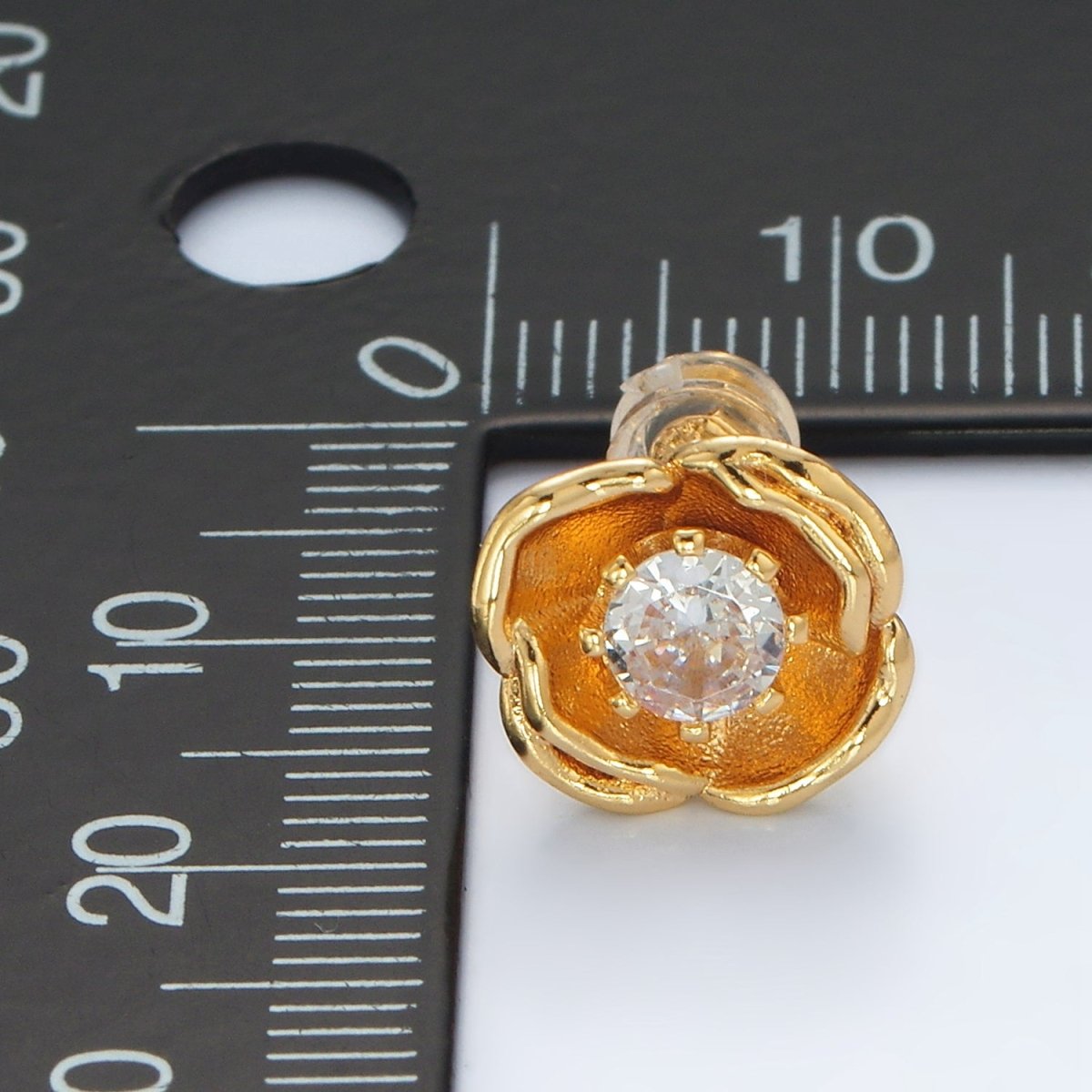 24K Gold Filled CZ Flower Stud Earrings | AD-626