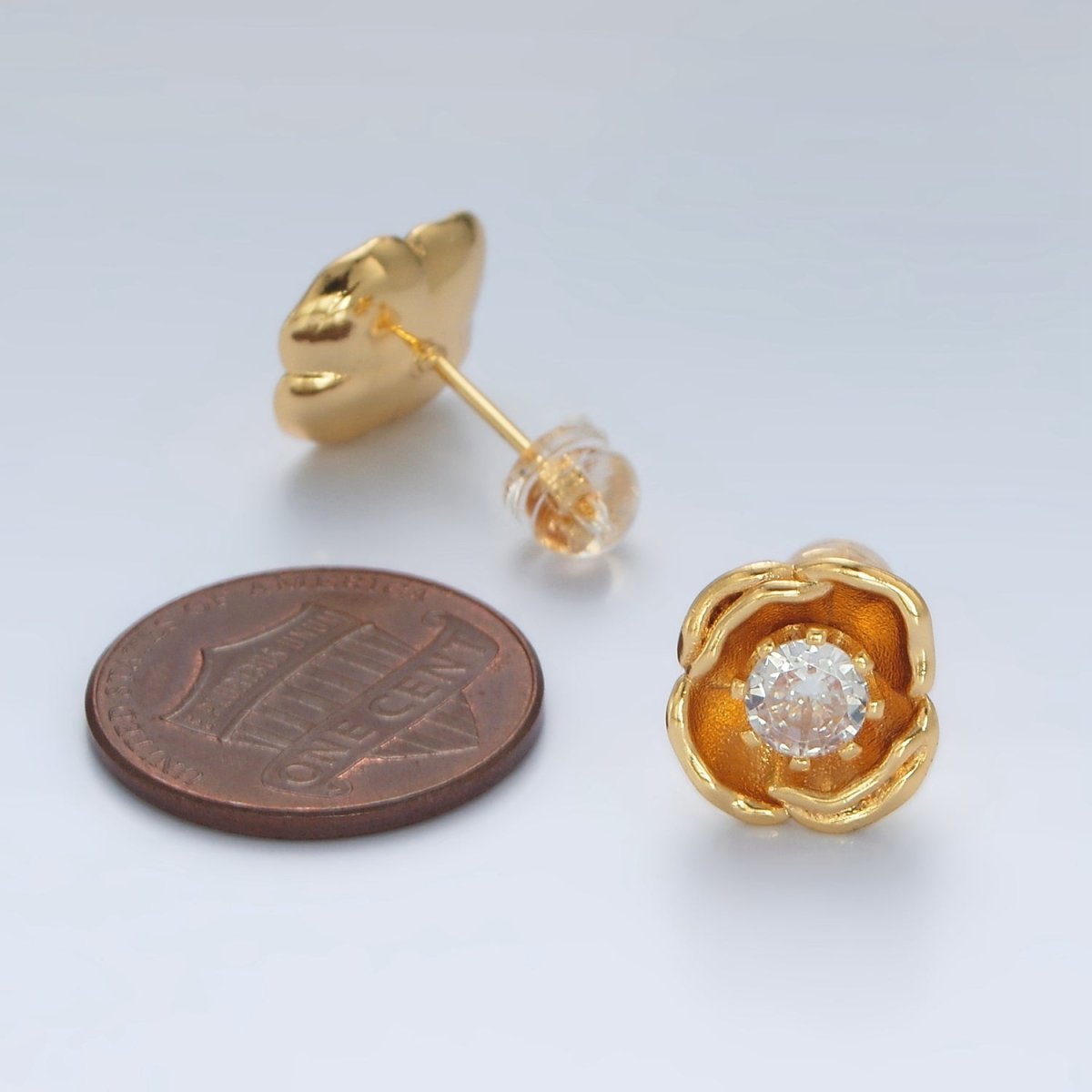 24K Gold Filled CZ Flower Stud Earrings | AD-626