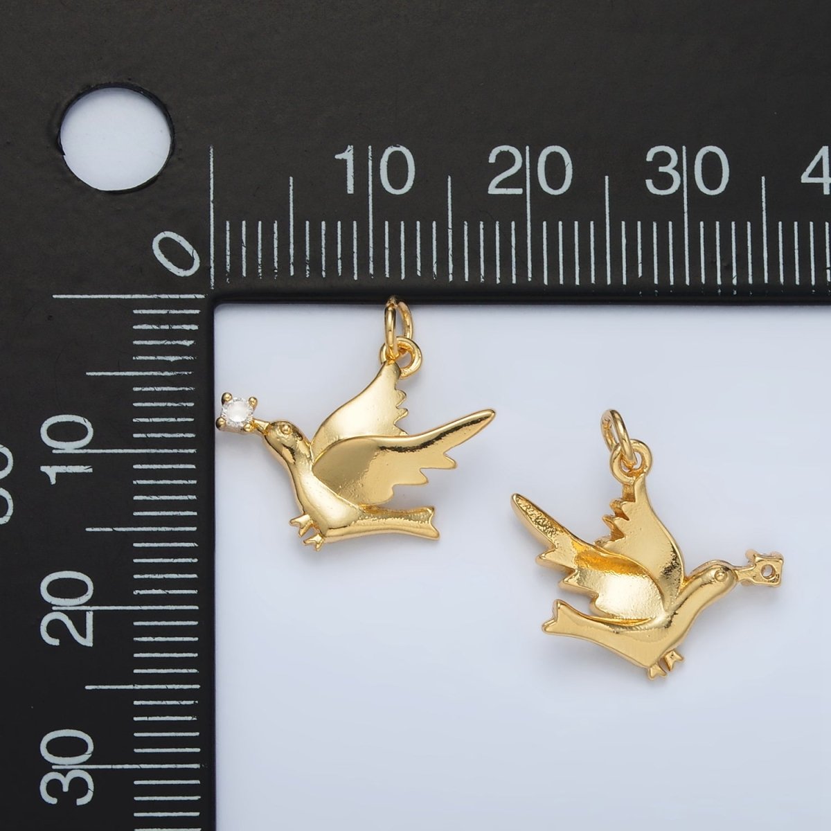 24K Gold Filled CZ Flying Dove Bird Mini Charm | AC110