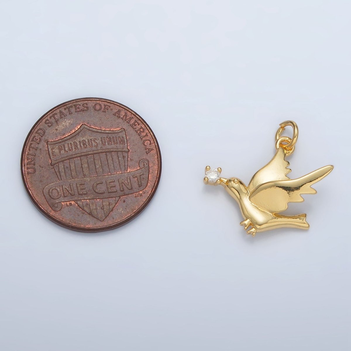24K Gold Filled CZ Flying Dove Bird Mini Charm | AC110