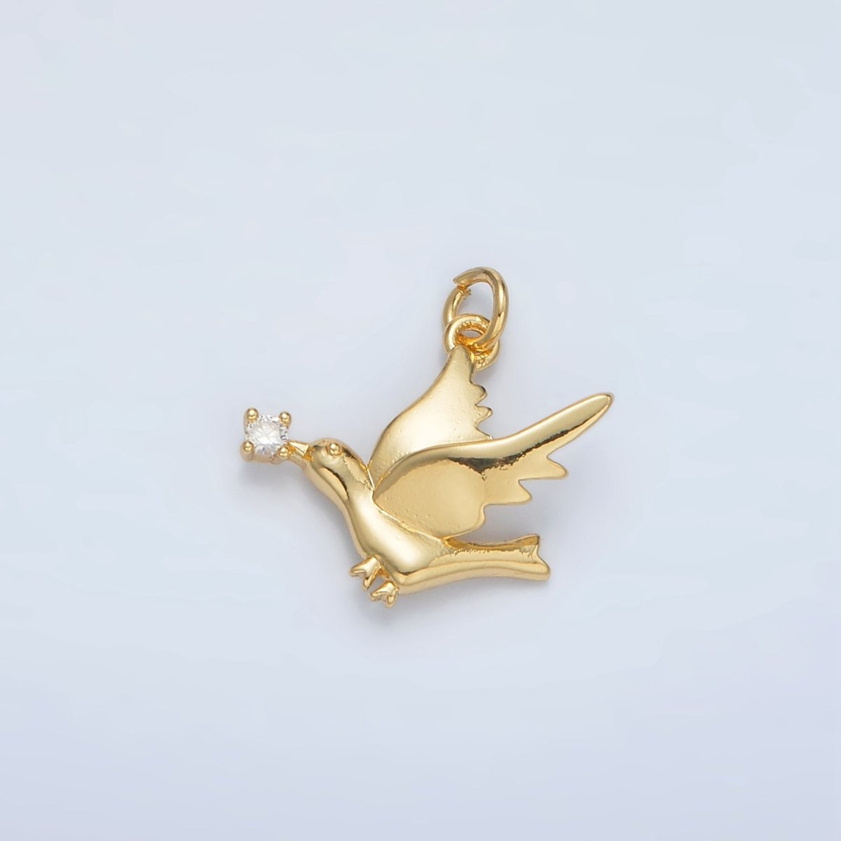 24K Gold Filled CZ Flying Dove Bird Mini Charm | AC110
