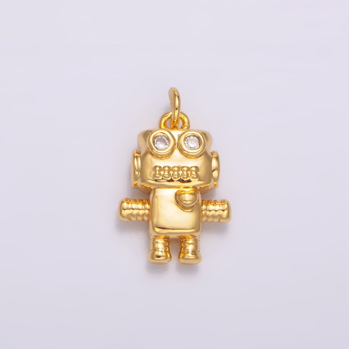 24K Gold Filled CZ Love Robot Multidimensional 3D Charm | W089