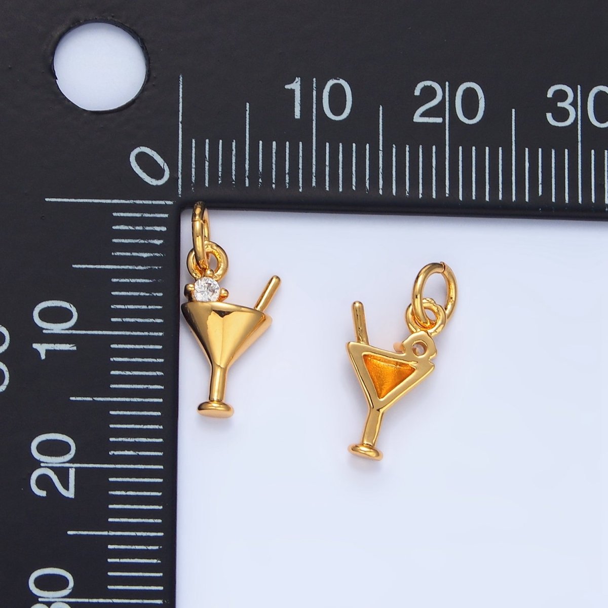 24K Gold Filled CZ Martini Glass Alcoholic Drink Mini Charm | X871