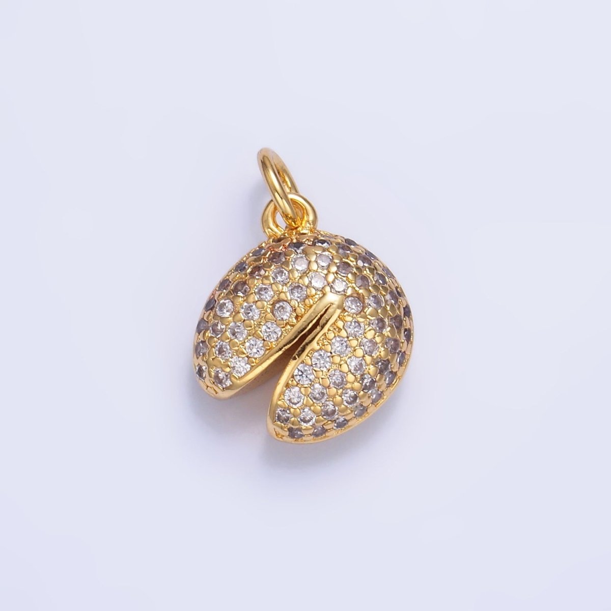 24K Gold Filled Micro Paved CZ Fortune Cookie Food Charm | W429