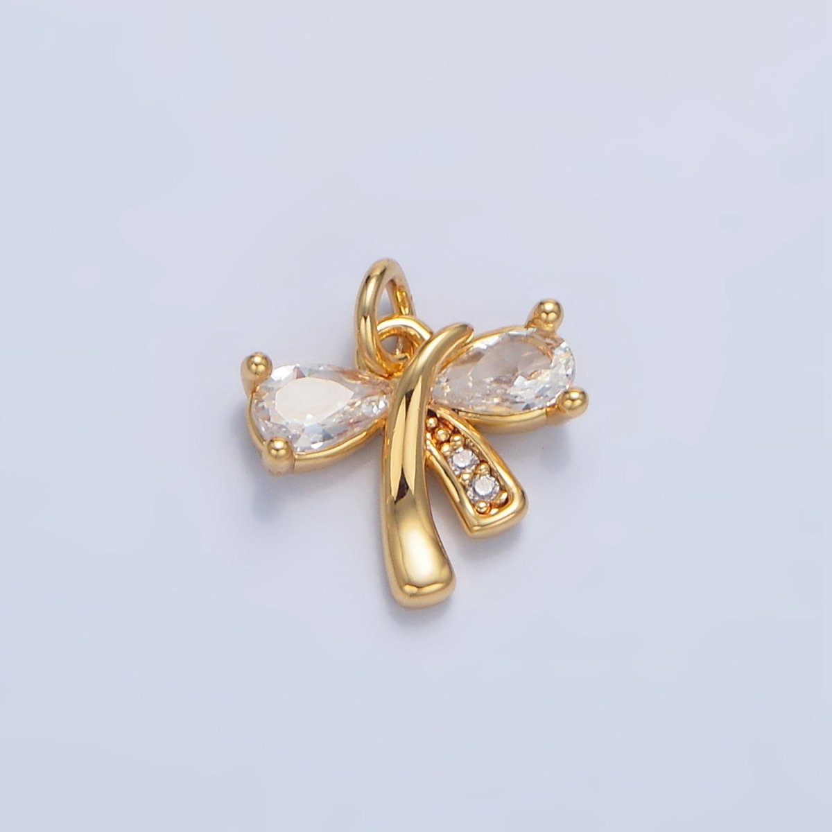 24K Gold Filled CZ Micro Paved Ribbon Bow Mini Charm | X860