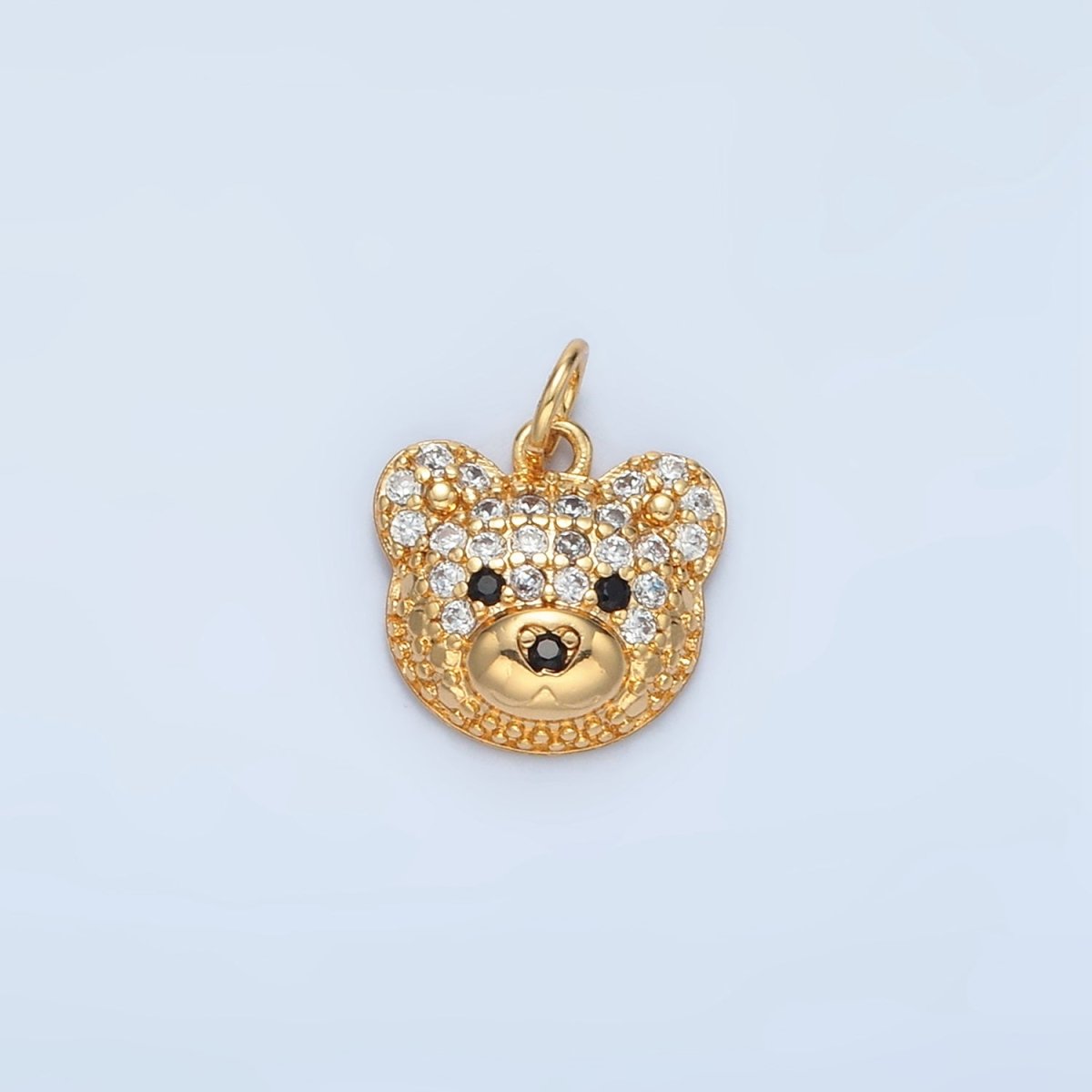 24K Gold Filled Micro Paved CZ Teddy Bear Charm | M015