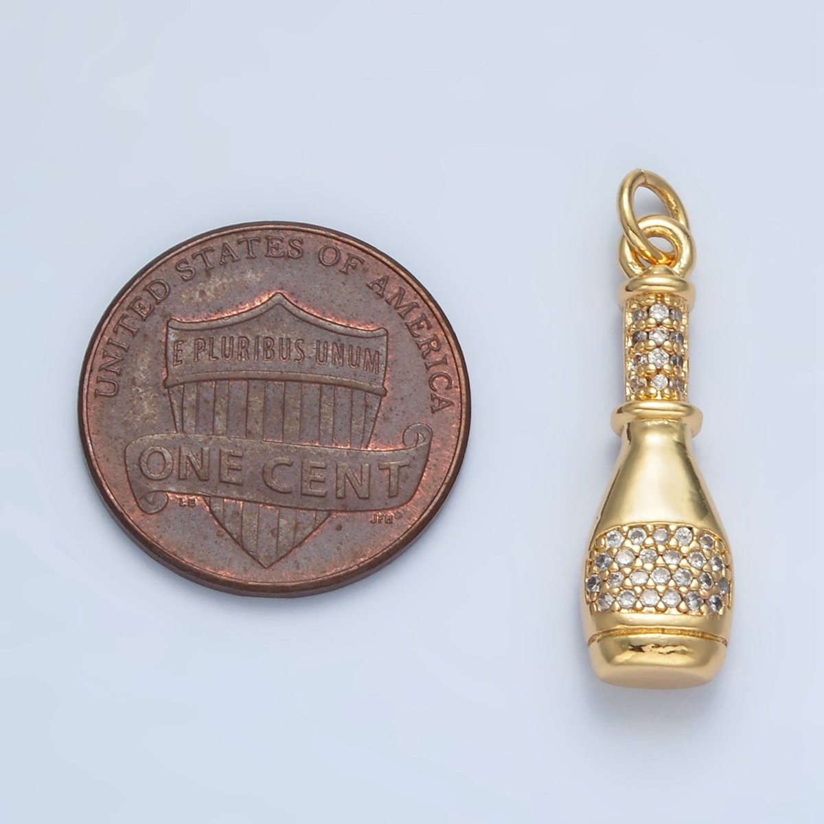 24K Gold Filled Multidimensional Micro Paved CZ Wine Bottle Alcohol Drink Charm | AG894