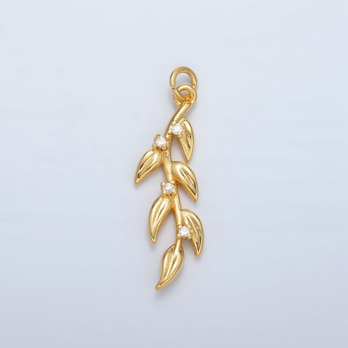 24K Gold Filled CZ Olive Leaf Charm | AC-142