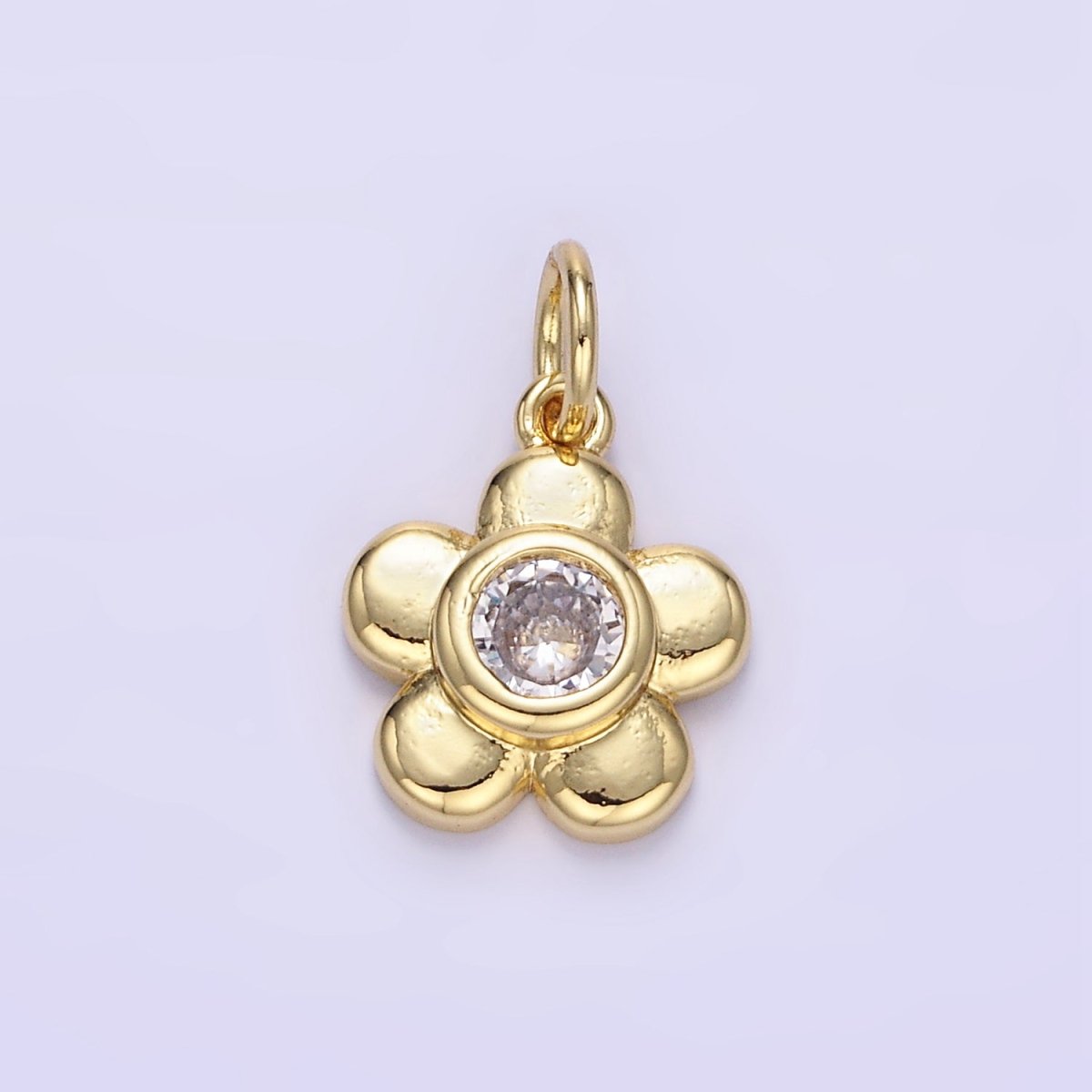 24K Gold Filled CZ Petal Flower Mini Charm | E343