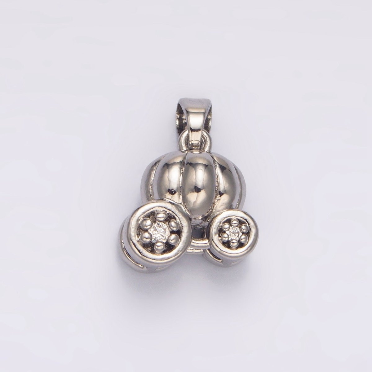 24K Gold Filled CZ Pumpkin Fruit Carriage Multidimensional 3D Charm in Gold & Silver | AA1031
