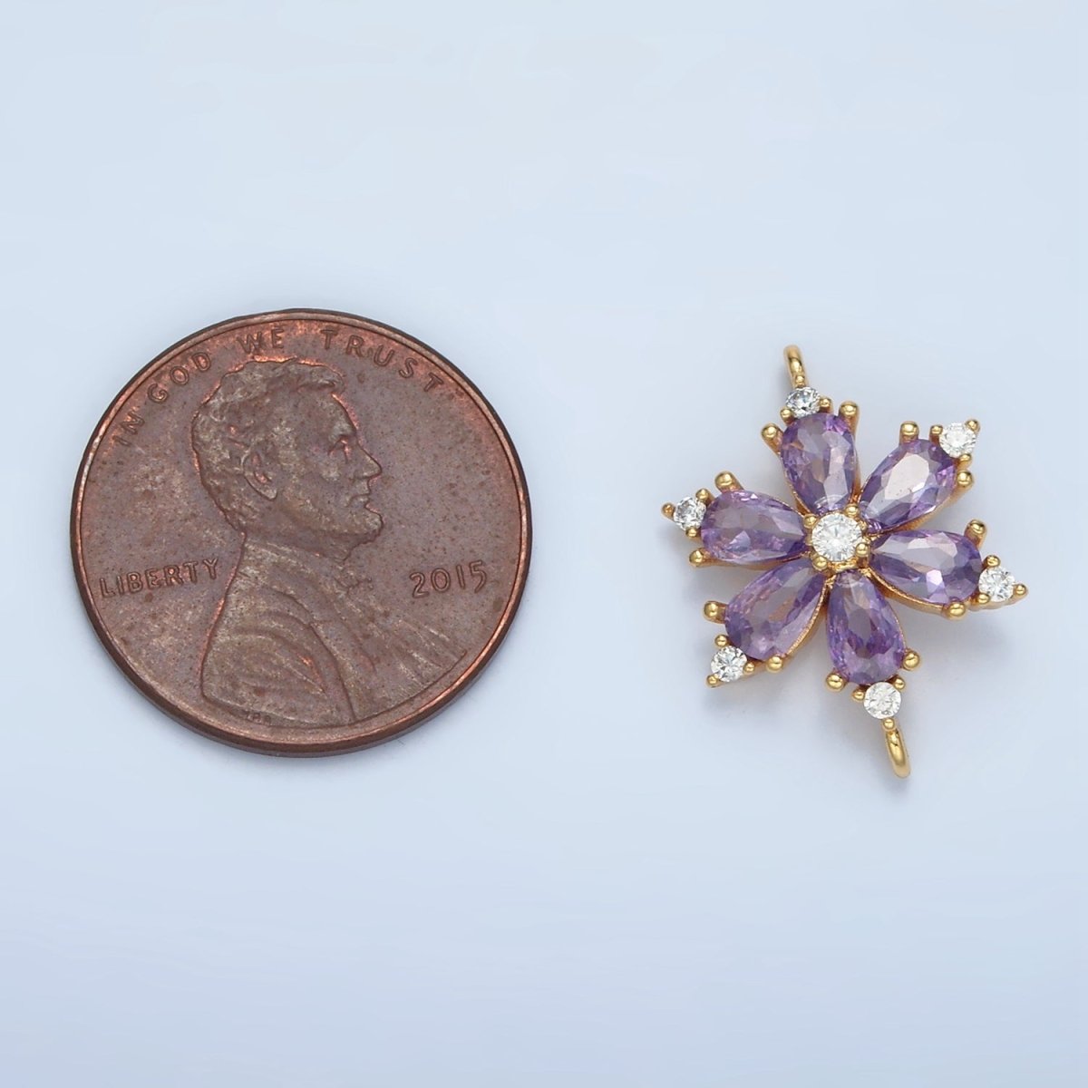 24K Gold Filled Purple CZ Flower Connector | F234