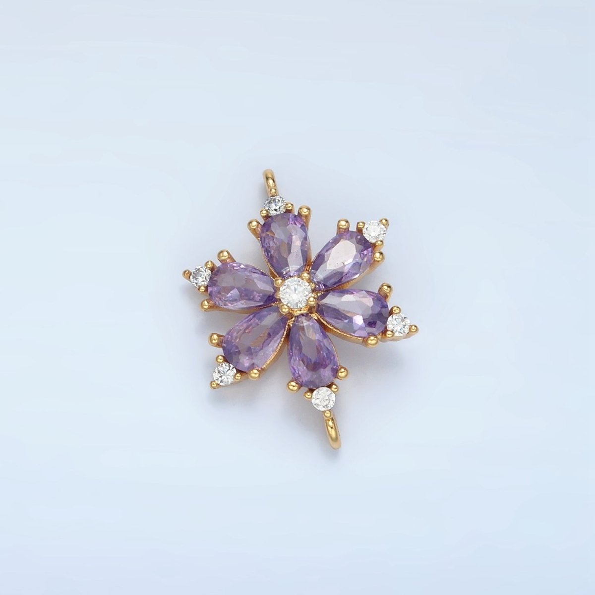 24K Gold Filled Purple CZ Flower Connector | F234