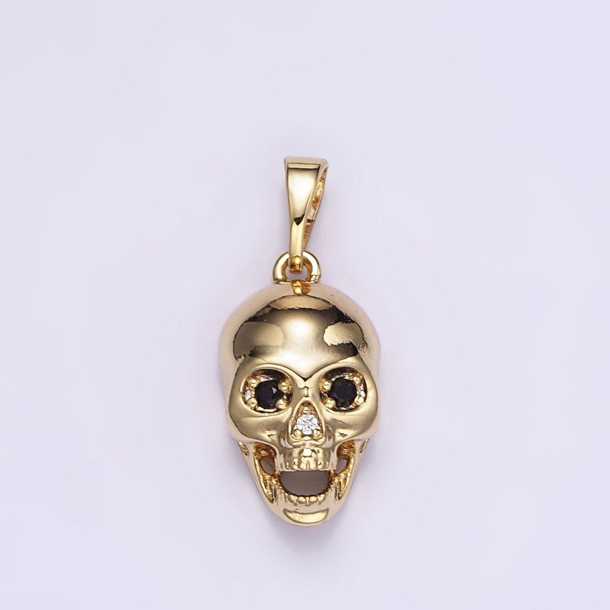 24K Gold Filled CZ Skull Skeleton Human Anatomy Pendant | AH202
