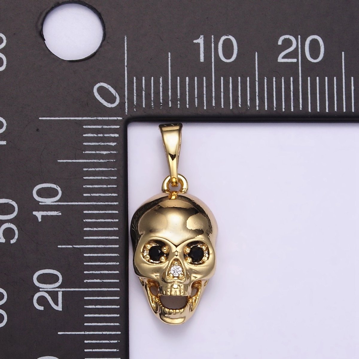 24K Gold Filled CZ Skull Skeleton Human Anatomy Pendant | AH202