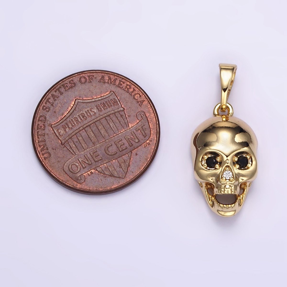 24K Gold Filled CZ Skull Skeleton Human Anatomy Pendant | AH202