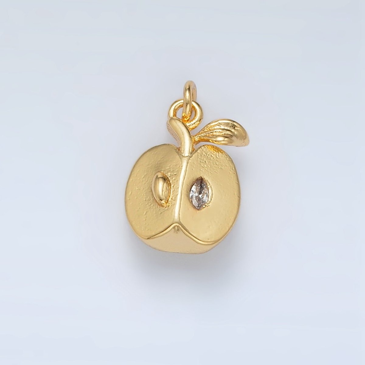 24K Gold Filled CZ Sliced Apple Fruit Mini Charm | N1363