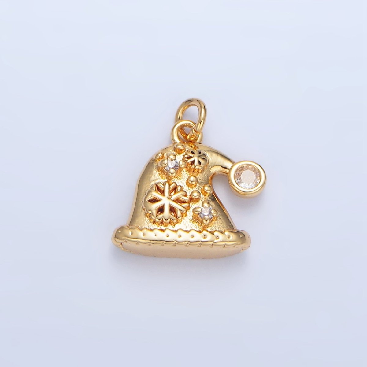 24K Gold Filled CZ Snowflake Christmas Hat Charm | X852