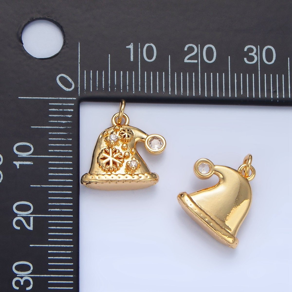 24K Gold Filled CZ Snowflake Christmas Hat Charm | X852