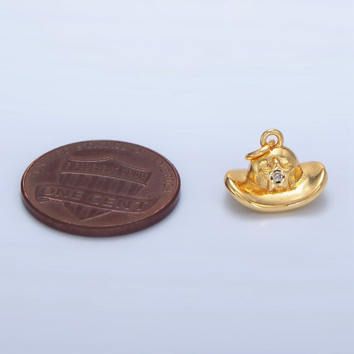 24K Gold Filled CZ Star Sheriff Hat Charm in Gold & Silver | W012