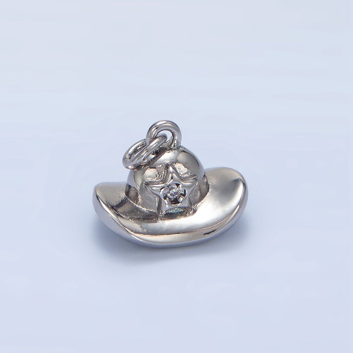 24K Gold Filled CZ Star Sheriff Hat Charm in Gold & Silver | W012